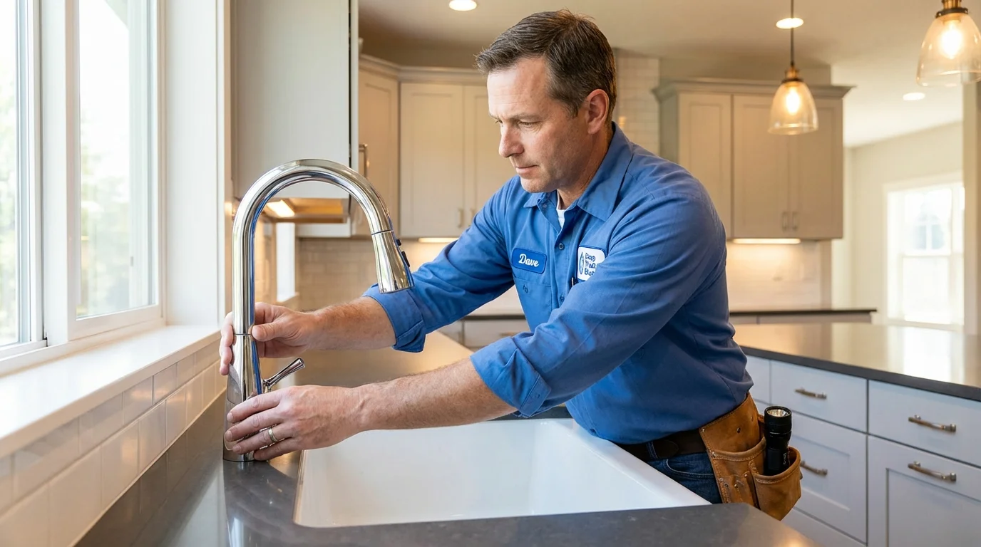 Kitchen faucet installation by Johns Plumbing LLC in Dubuque