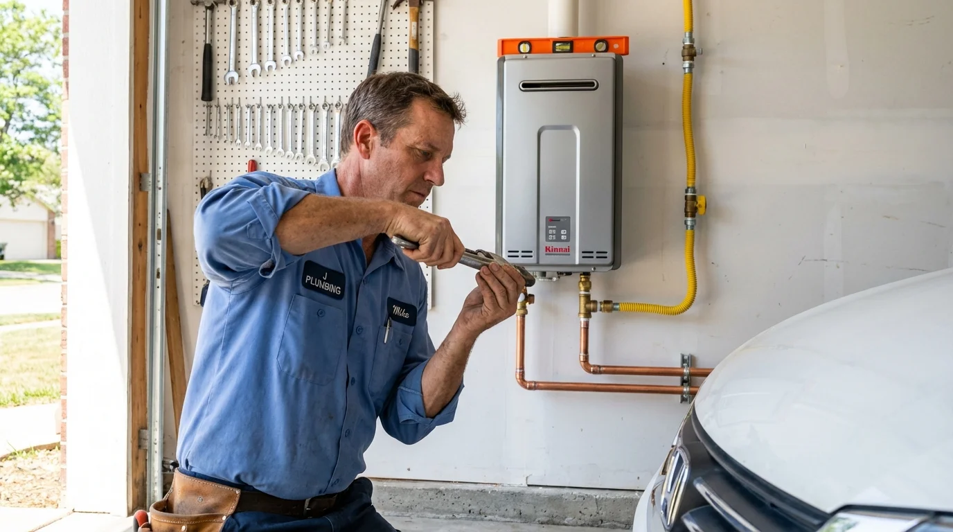 Tankless water heater installation by a Johns Plumbing LLC plumber in Dubuque